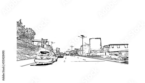 Fototapeta Naklejka Na Ścianę i Meble -  Building view with landmark of Nairobi is the 
capital of Kenya. Hand drawn sketch illustration in vector.