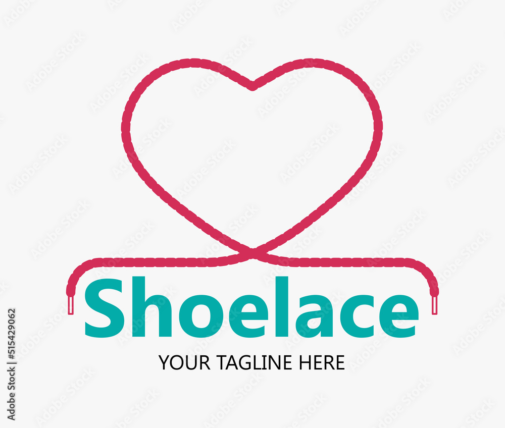 Laces Sneaker Shop logo or emblem. Shoelace vector isolated sign. 