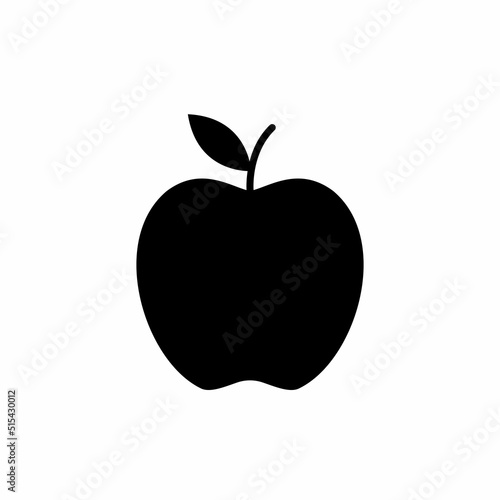 Apple fruit icon in solid black. Vector EPS 10. Isolated illustration on white. For farm market. Healthy food menu. Silhouette can be used for any platform and purpose, dev, app, design, web, ui.