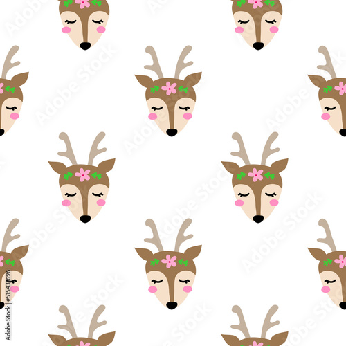 Seamless pattern with deer faces.