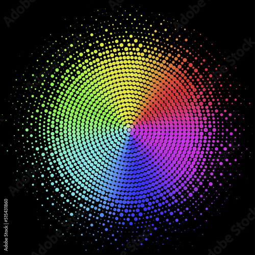 colorful halftone, spectrum radial gradient, vector EPS10