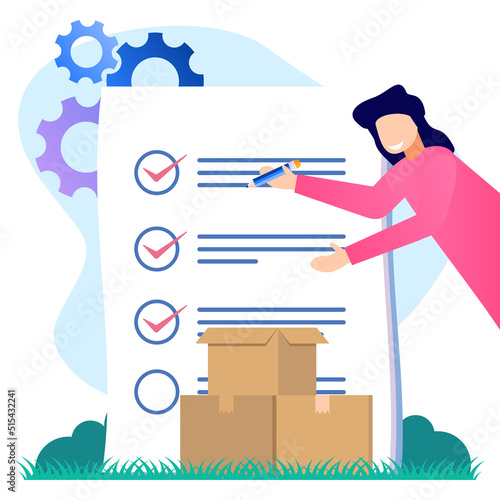 Illustration vector graphic cartoon character of product quality control and logistics