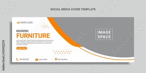 modern furniture social media cover design or web banner template