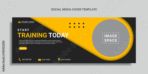 fitness social media cover design or web banner template