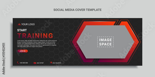 fitness and gym social media cover design or web banner template