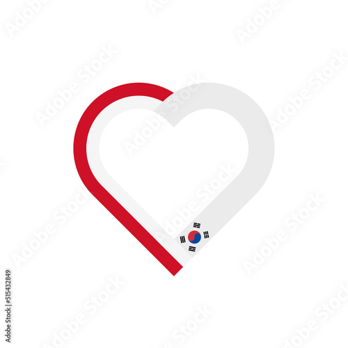 unity concept. heart ribbon icon of indonesia and south korea flags. vector illustration isolated on white background