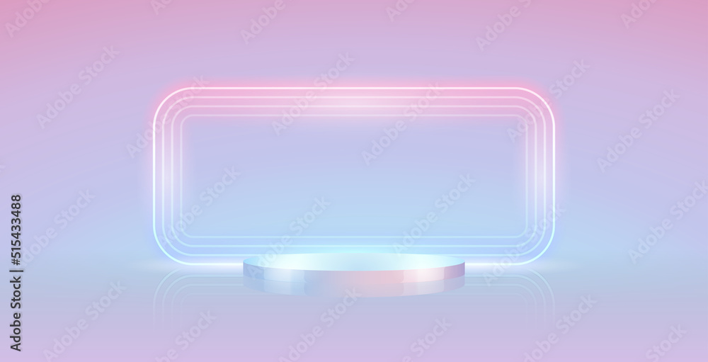 Podium with Light Neon Rectangular Frame Podium with Light Neon Rectangular Frame