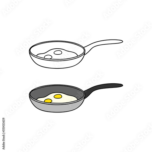Doodle fried eggs in a pan.