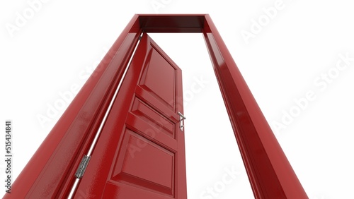 door illustration of open, closed door, entrance realistic doorway isolated on background 3d photo