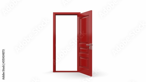 Set of different red door isolated 3d illustration render on white background