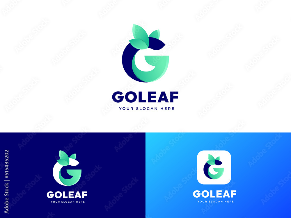 Letter G logo design with leaf concept green color pure nature logo ...