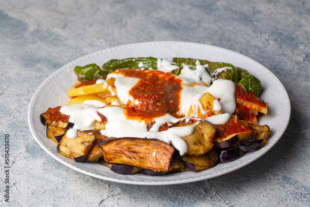 Turkish style mixed vegetable fried with yoghurt (Yogurtlu Karisik Kizartma) Turkish style mixed vegetable fried with yoghurt (Yogurtlu Karisik Kizartma)