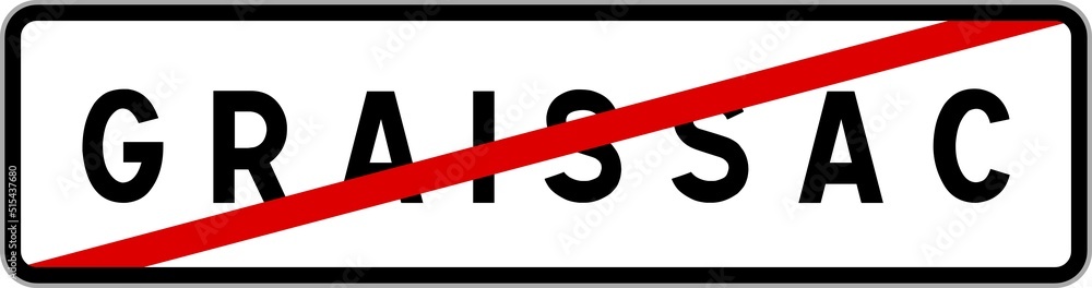 Panneau sortie ville agglomération Graissac / Town exit sign Graissac Panneau sortie ville agglomération Graissac / Town exit sign Graissac