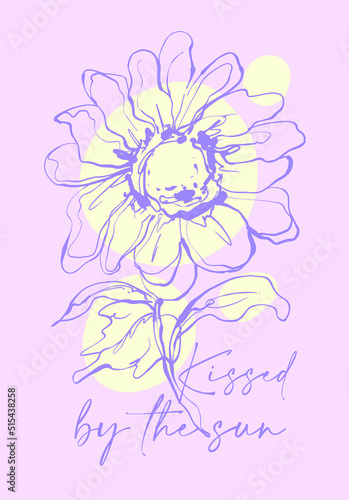 hand drawn abstract sunflower design with slogan