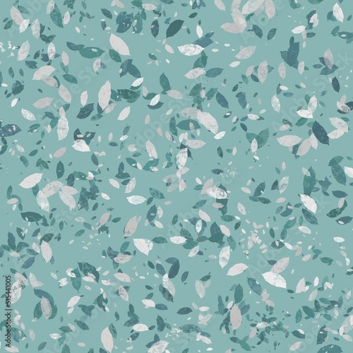 White and green leaves on the light green background. Colorful abstract illustration for wallpaper or poster. Bright natural pattern. 