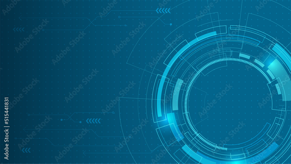 Abstract technology blue background template with circle line and copyspace, Vector illustration
