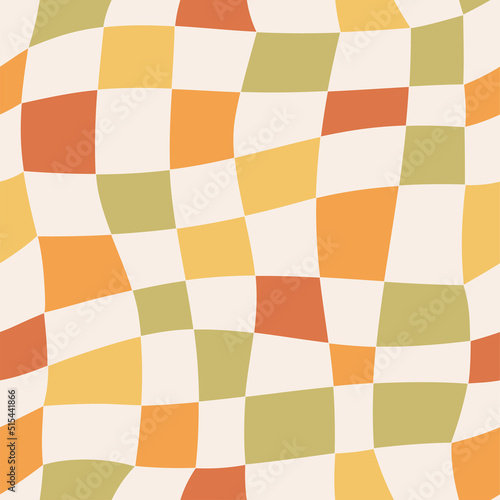 Seamless pattern psychedelic groovy background in style retro 70s. Illustration with colorful waves for wallpaper, fabric, textiles. Vector