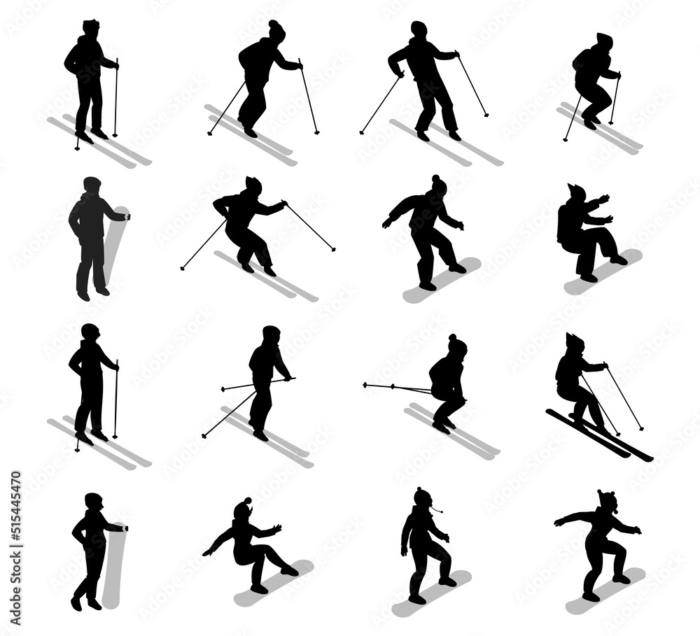 Fototapeta premium Slopestyle snowboarding Trendy skiing concepts concepts Vectors Silhouettes