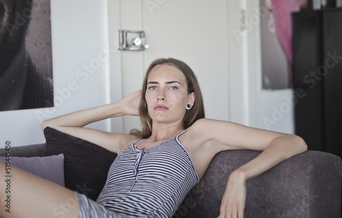 portrait of a young beautiful woman at home