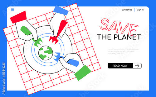 Save the planet - modern flat design style web banner