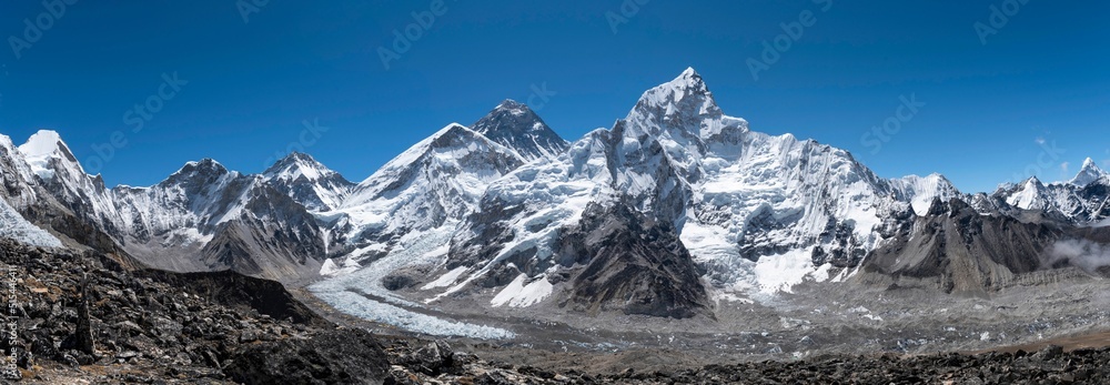Mount Everest panorama view - obrazy, fototapety, plakaty 