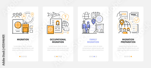 Preparing for migration - line design style banners set