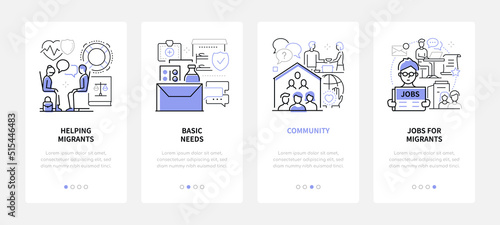 Community for helping expats - line design style banners set