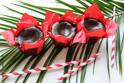 sweet dessert. chocolate fondants on a white background photo