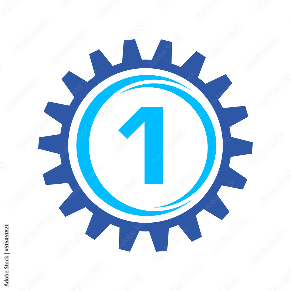 Letter 1 Gear Logo Design Template. Automotive Gear Logo for Business and Industrial Identity Letter 1 Gear Logo Design Template. Automotive Gear Logo for Business and Industrial Identity