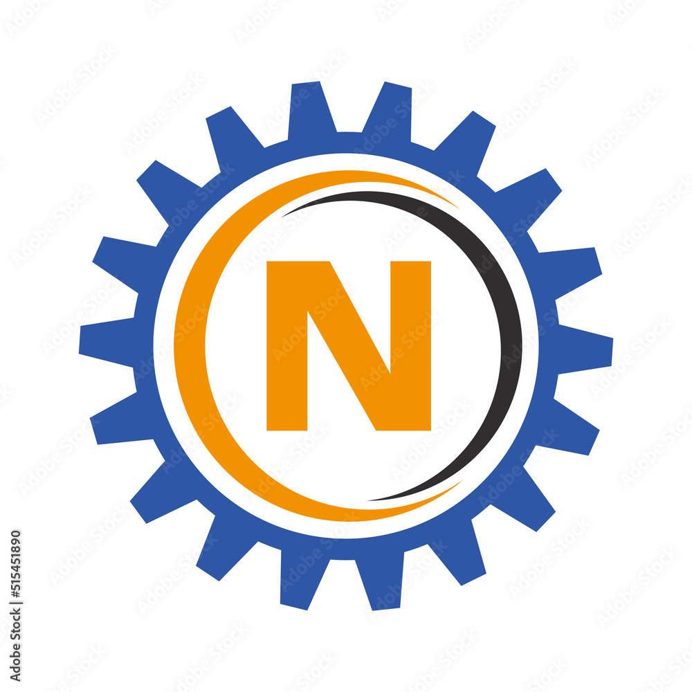 Letter N Gear Logo Design Template. Automotive Gear Logo for Business and Industrial Identity Letter N Gear Logo Design Template. Automotive Gear Logo for Business and Industrial Identity