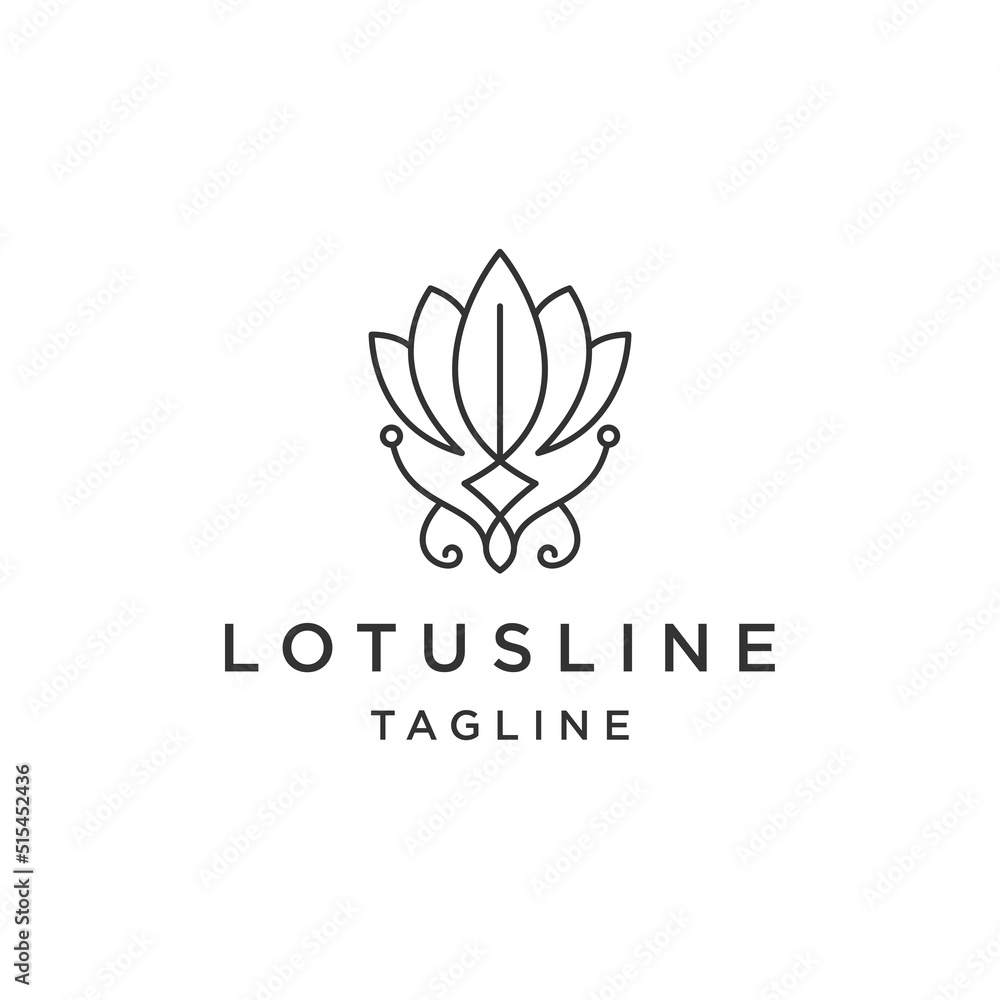 Leaf lotus line logo icon design template flat vector