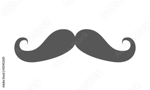 Vintage moustache silhouette isolated on white background. Vector illustration