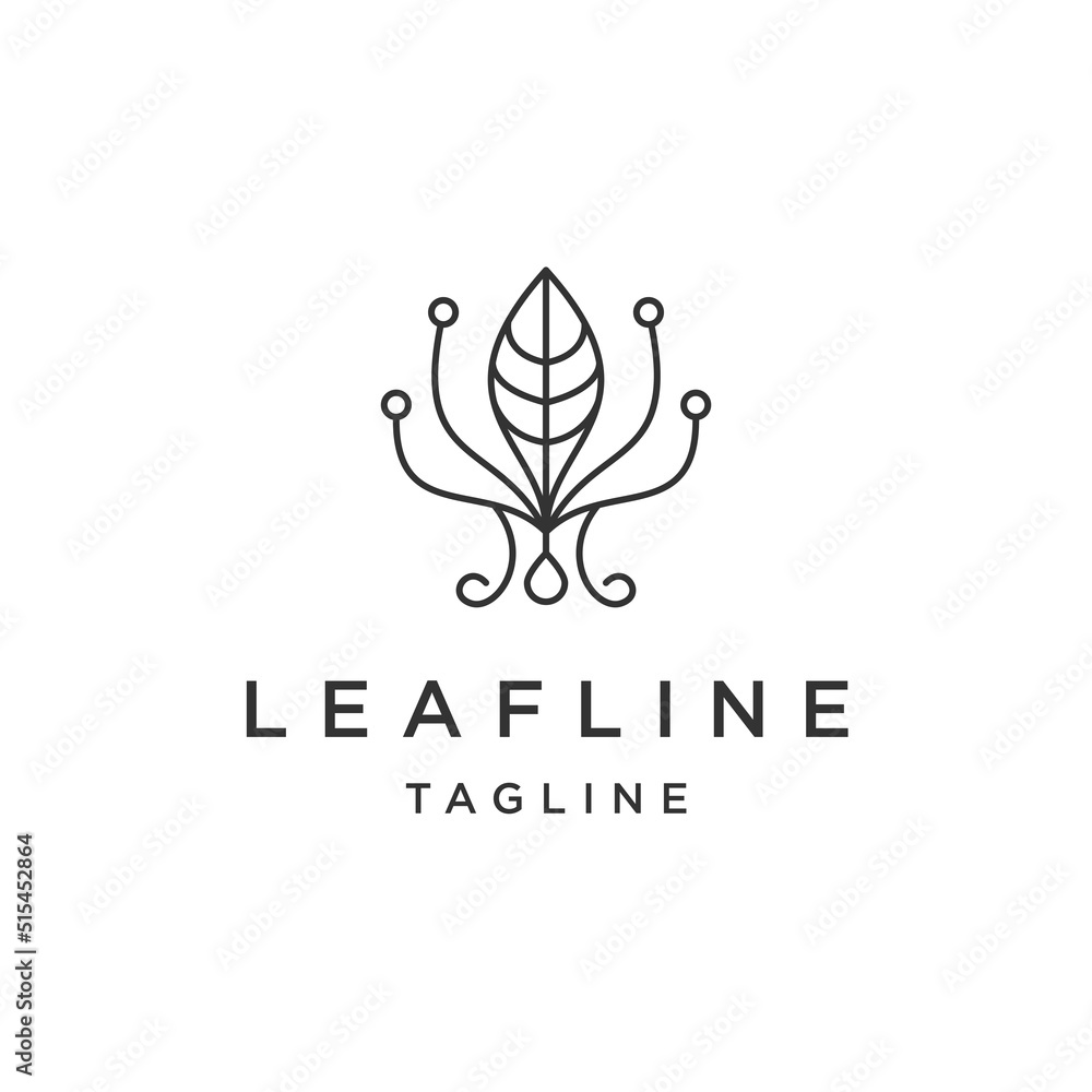 Leaf lotus line logo icon design template flat vector Leaf lotus line logo icon design template flat vector