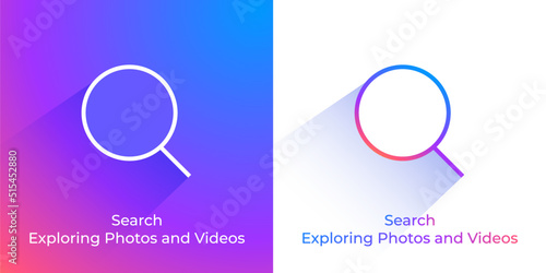 Search magnifying glass icon App button. find UI UX icons. mobile app and application icons elements vector