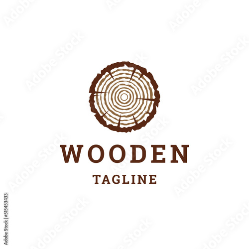 Wooden logo design template flat vector