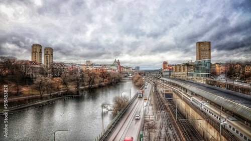 Photography Aerial shot of the cityscape of Barnhusgatan, Stockholm.