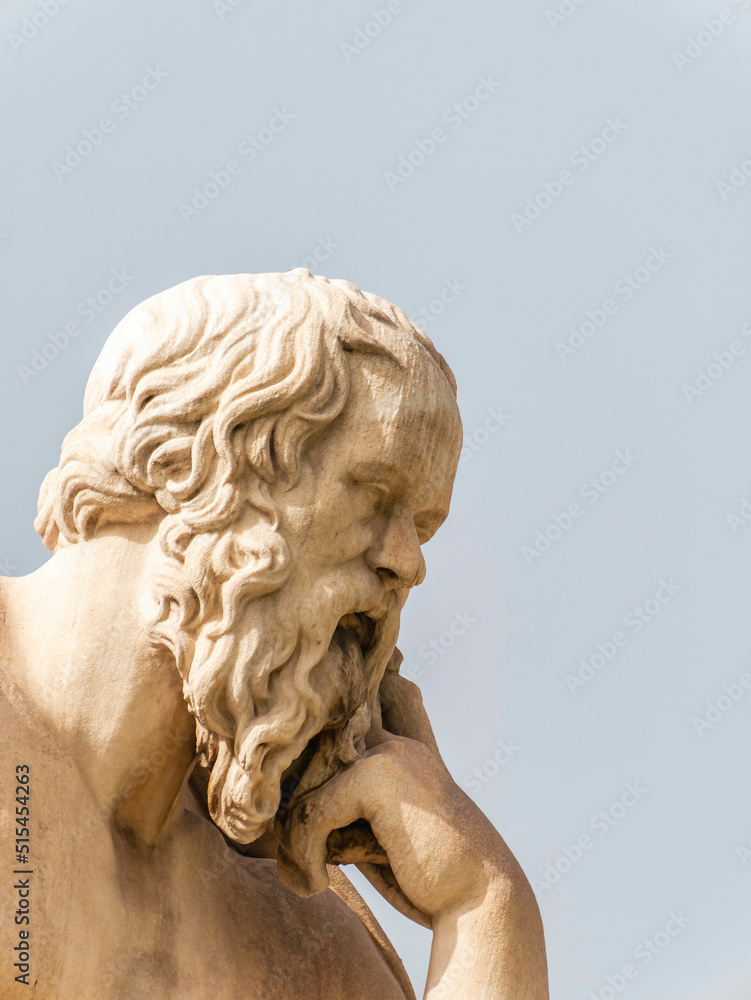 Socrates' marble statue, the famous ancient Greek philosopher, in a