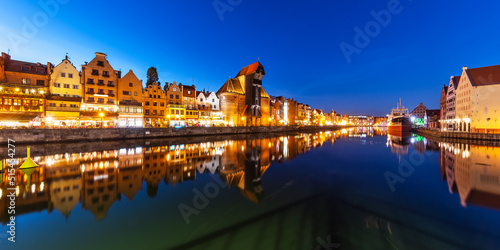 Night panorama of the Old Town of Gdansk, Poland