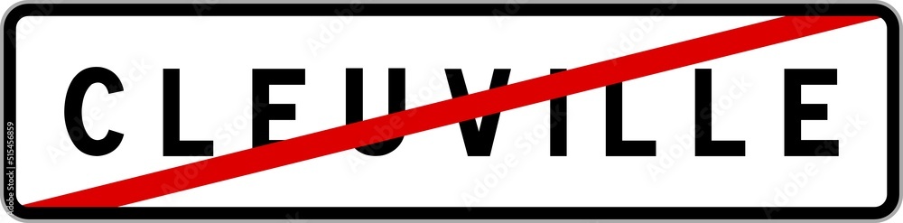 Panneau sortie ville agglomération Cleuville / Town exit sign Cleuville Panneau sortie ville agglomération Cleuville / Town exit sign Cleuville