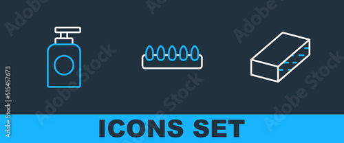 Set line Nail file, Tube of hand cream and False nails icon. Vector