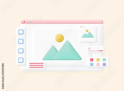 Web design concept. Design program interface vector. 3d vector Illustration.
