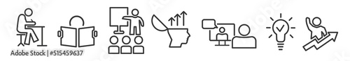 training and further education - outline web icon set on white backround - Editable Stroke