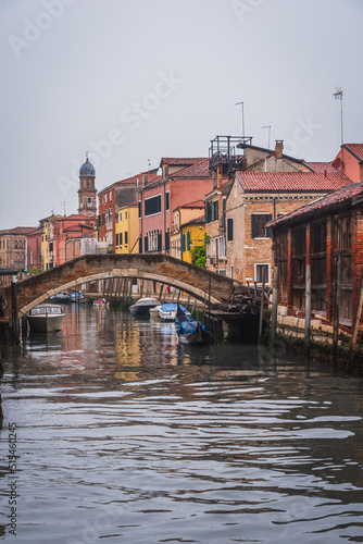 View of a Canal in Venice with a Pedestrian Bridge, Veneto, Italy, Europe, World Heritage Site