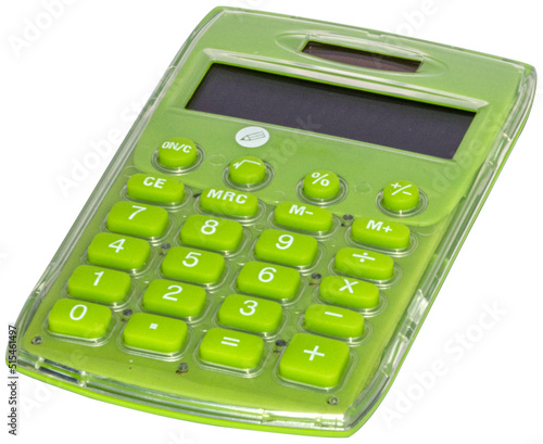 ugly green solar powered office digital calculator, with PS path
