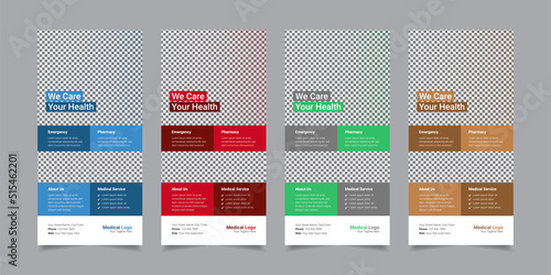 Medical Care Health Creative DL Flyer Layout Background, Professional Clinic Rack Card Template Design, Healthcare Vector illustration, DL Flyer for Hospital