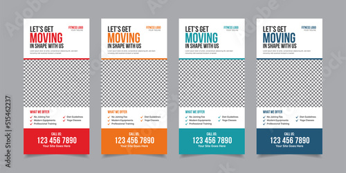 Professional DL Flyer Vector Layout Design for Fitness, Gym Business, Health, Yoga Unique Rack Card Flyer Template, Creative Vector Illustration for Gymnasium, Body Care Vector Template 