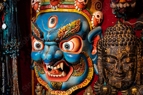 Handcrafted traditional masks from Nepal. photo