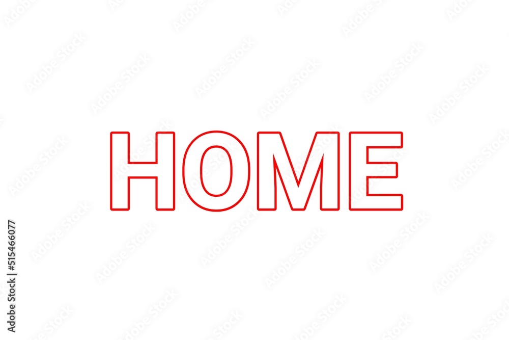 Home outline red typography isolated on white background Home outline red typography isolated on white background