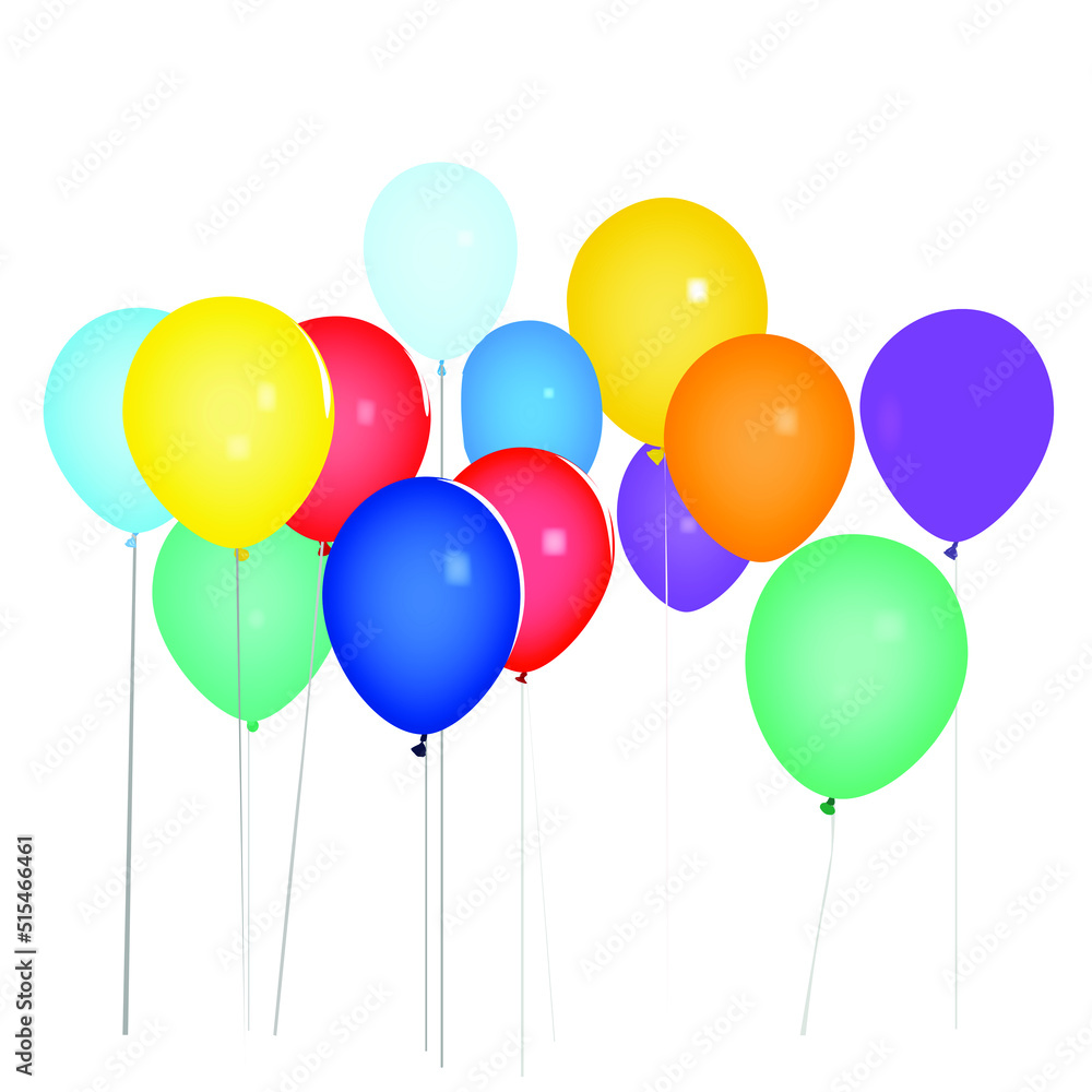 Colorful balloons on white background. Vector illustration