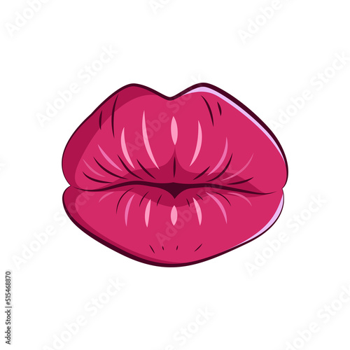 Women lips in a modern style. Isolated on white background illustrations of a female mouth. Erotic puffy lips stickers.
